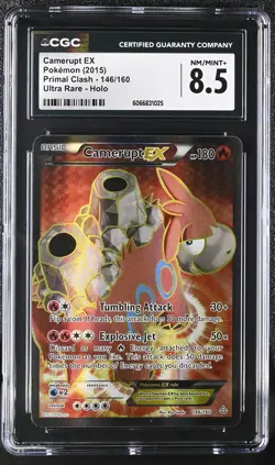 CGC 8.5 Camerupt EX 2015 Primal Clash 146/160 Ultra Rare Holo Pokemon Card - Image 1