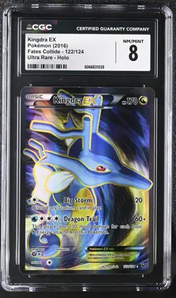 CGC 8 Kingdra EX 2016 Fates Collide 122/124 Ultra Rare Holo Pokemon Card - Image 1
