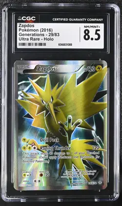 CGC 8.5 Zapdos 2016 Generations 29/83 Ultra Rare Holo Pokemon Card - Image 1