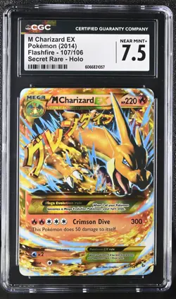 CGC 7.5 M Charizard EX 2014 Flashfire 107/106 Secret Rare Holo Pokemon Card - Image 1