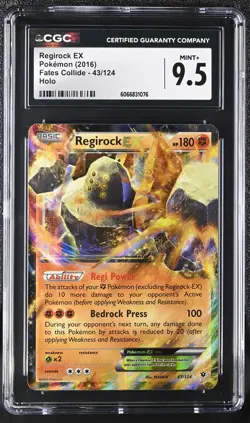 CGC 9.5 MINT+ Regirock EX 2016 Fates Collide 43/124 Holo Pokemon Card - Image 1