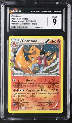 CGC 9 MINT Charizard Generations RC5/RC32 Radiant Collection Holo Pokemon Card - Image 1