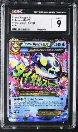 CGC 9 MINT Primal Kyogre EX 2015 Primal Clash 55/160 Holo Pokemon Card - Image 1