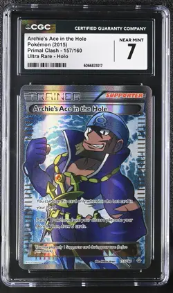 CGC 7 Archie's Ace in the Hole Primal Clash 157/160 Ultra Rare Holo Pokemon Card - Image 1