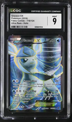 CGC 9 Glaceon EX 2016 Fates Collide 116/124 Ultra Rare Holo Pokemon Card - Image 1