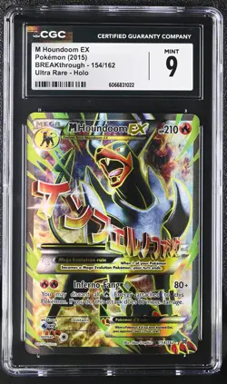 CGC 9 MINT M Houndoom EX 2015 BREAKthrough 154/162 Ultra Rare Holo Pokemon Card - Image 1