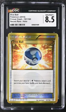 CGC 8.5 Dive Ball 2015 Primal Clash 161/160 Secret Rare Holo Pokemon Card - Image 1