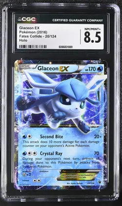 CGC 8.5 Glaceon EX 2016 Fates Collide 20/124 Holo Pokemon Card - Image 1