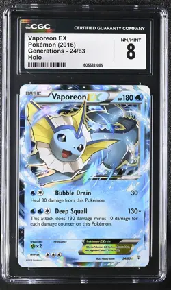 CGC 8 Vaporeon EX 2016 Generations 24/83 Holo Pokemon Card - Image 1