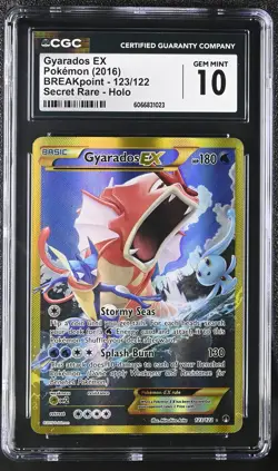 CGC 10 GEM MINT Gyarados EX BREAKpoint 123/122 Secret Rare Holo Pokemon Card - Image 1