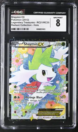 CGC 8 Shaymin EX Legendary Treasures RC21/RC25 Radiant Collection Pokemon Card - Image 1