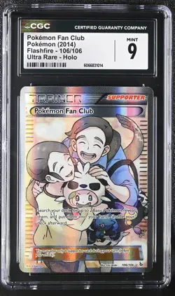 CGC 9 MINT Pokemon Fan Club 2014 Flashfire 106/106 Ultra Rare Holo Pokemon Card - Image 1