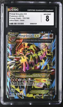 CGC 8 Primal Groudon EX 2015 Primal Clash 151/160 Ultra Rare Holo Pokemon Card - Image 1