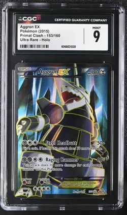 CGC 9 MINT Aggron EX 2015 Primal Clash 153/160 Ultra Rare Holo Pokemon Card - Image 1
