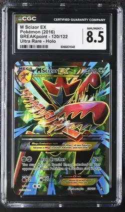 CGC 8.5 M Scizor EX 2016 BREAKpoint 120/122 Ultra Rare Holo Pokemon Card - Image 1