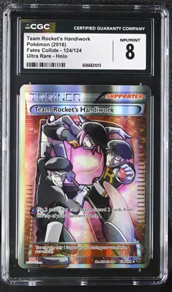 CGC 8 Team Rocket's Handiwork Fates Collide 124/124 Ultra Rare Pokemon Card - Image 1
