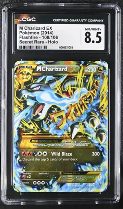 CGC 8.5 M Charizard EX 2014 Flashfire 108/106 Secret Rare Holo Pokemon Card - Image 1