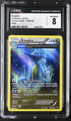 CGC 8 Kingdra 2015 Primal Clash 108/160 Holo Pokemon Card - Image 1