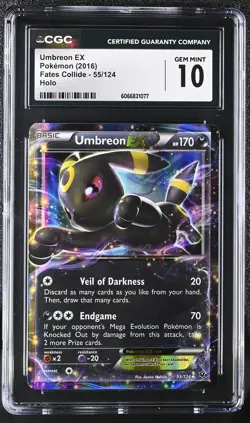 CGC 10 GEM MINT Umbreon EX 2016 Fates Collide 55/124 Holo Pokemon Card - Image 1