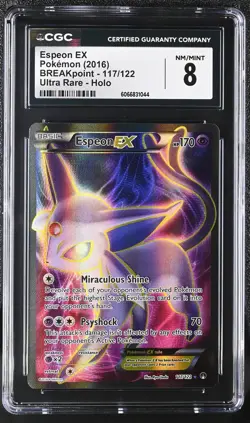 CGC 8 Espeon EX 2016 BREAKpoint 117/122 Ultra Rare Holo Pokemon Card - Image 1