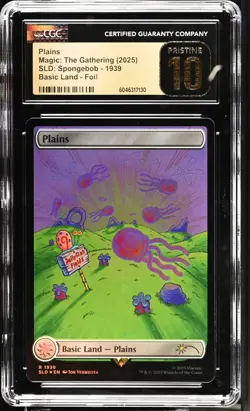 PLAINS #1939 Secret Lair SpongeBob Foil Rare CGC Pristine 10 MTG [Nostalgium] - Image 1