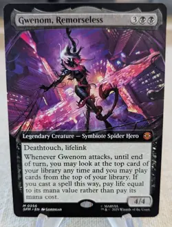 MTG Gwenom Remorseless 0256 Regular Extended Art Marvels Spider-Man Mythic - Image 1
