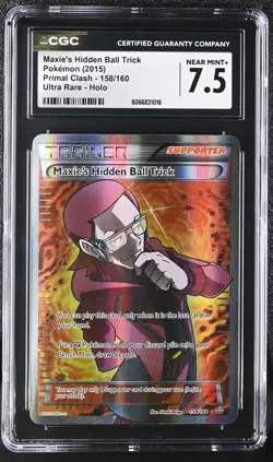 CGC 7.5 Maxie's Hidden Ball Trick Primal Clash 158/160 Ultra Rare Holo Pokemon - Image 1