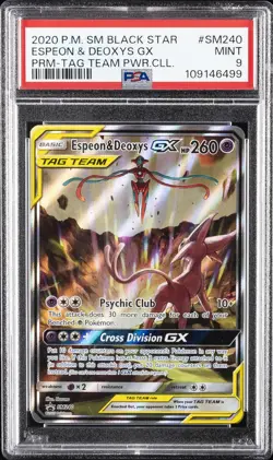 2020 POKEMON SM BLACK STAR PROMO TAG TEAM POWERS COLL ESPEON & DEOXYS GX PSA 9 - Image 1