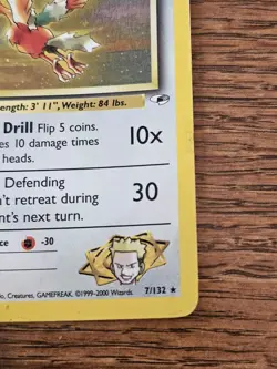 VINTAGE 2000 Pokemon Lt. Surge's Fearow Holo Rare 7/132 Gym Heroes WOTC TCG HP - Image 5