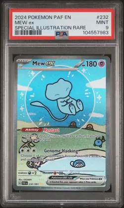 2024 POKEMON PAF EN-PALDEAN FATES SPECIAL ILLUSTRATION RARE #232 MEW EX PSA 9 - Image 1