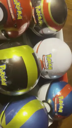 Set Of 6 Pokemon Pokeball Tins - SEALED WITH DISPLAY BOX. 18 Packs & 6 Coins. - Image 2