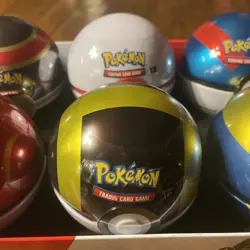 Set Of 6 Pokemon Pokeball Tins - SEALED WITH DISPLAY BOX. 18 Packs & 6 Coins. - Image 4