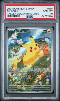 2024 POKEMON SVP EN-SV BLACK STAR PROMO PALDEA ADVENTURE CHEST PIKACHU PSA 10 - Image 1