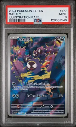 2024 POKEMON TEF EN-TEMPORAL FORCES 177 GASTLY ILLUSTRATION RARE - PSA 9 - Image 1