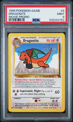 1999 POKEMON GAME MOVIE PROMO #5 DRAGONITE PSA 9 - Image 1