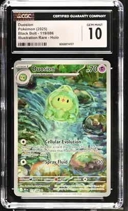 Pokemon GRADED 2025 Duosion 119/086 Black Bolt Illustration Rare GM 10 CGC - Image 1