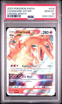 2023 POKEMON SWORD & SHIELD CROWN ZENITH #019 CHARIZARD VSTAR PSA 10 - Image 1