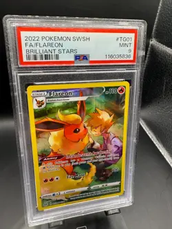 2022 POKEMON SWORD & SHIELD BRILLIANT STARS #TG01/TG30 FULL ART/FLAREON PSA 9 - Image 1