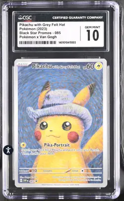 Pokemon Pikachu with Grey Felt Hat CGC 10 GM SVP 085 Promo Van Gogh Pokemon TCG - Image 1
