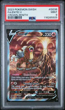 2023 POKEMON SWORD & SHIELD CROWN ZENITH #GG36 FULL ART/ENTEI V PSA 9 - Image 1