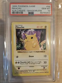 PSA 10 Pokemon TCG Cards SHADOWLESS Pikachu 58/102 Base Set Yellow Cheeks - Image 1