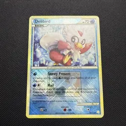 Pokemon Card - Delibird Crosshatch League Promo HGSS 39/123 Reverse Holo - Image 1
