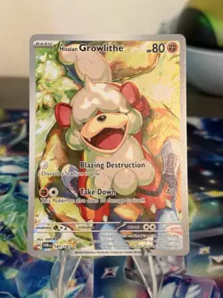 Pokemon TCG Hisuian Growlithe Twilight Masquerade Full Art Holo Card 181/167 - Image 1