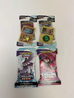 Pokemon Chilling Reign Blister Pack with Promo Card & Coin 4 Packs - Image 1