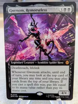 2025 Magic MTG Marvel's Spider-Man Gwenom, Remorseless Foil M0256 Extended Art - Image 1