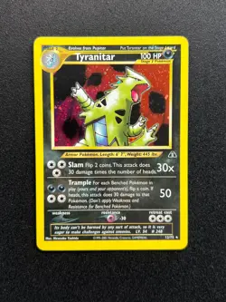 Pokemon TCG Tyranitar Neo Discovery 12/75 Holo Unlimited Rare Card WOTC - Image 1