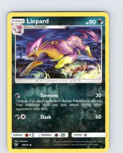 Pokemon TCG Liepard S&M Shining Legends 49/73 Reverse Holo Uncommon Card NM - Image 1