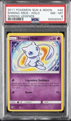 2017 POKEMON SUN & MOON SHINING LEGENDS #40 SHINING MEW-HOLO PSA 8 - Image 1