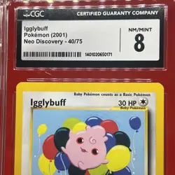2001 Pokemon 1st Edition Igglybuff 40/75 Neo Discovery PSA 8 NM/Mint - Image 2