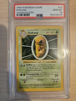 PSA 10 Pokemon TCG Kakuna Base Set Shadowless 33/102 Regular - Image 1